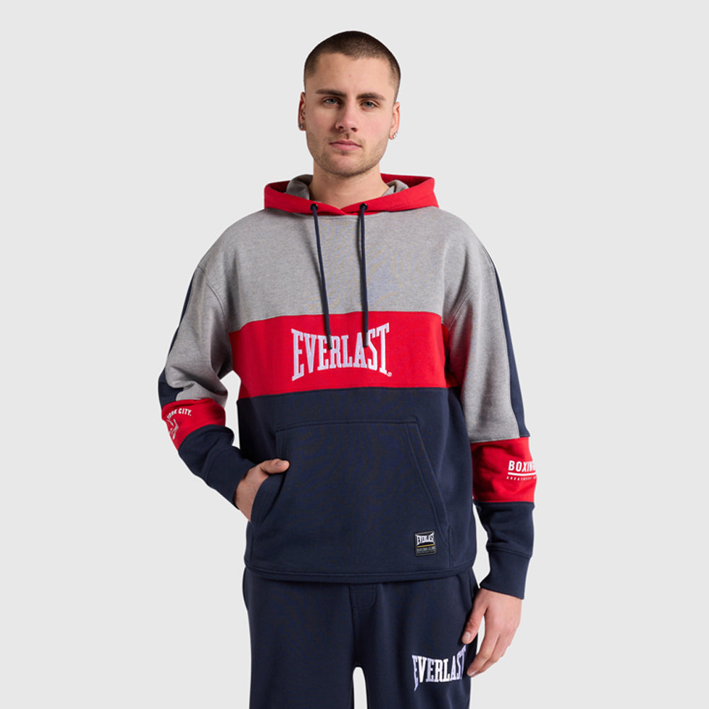 Terry Panel Hoodie - Navy/Red/Grey