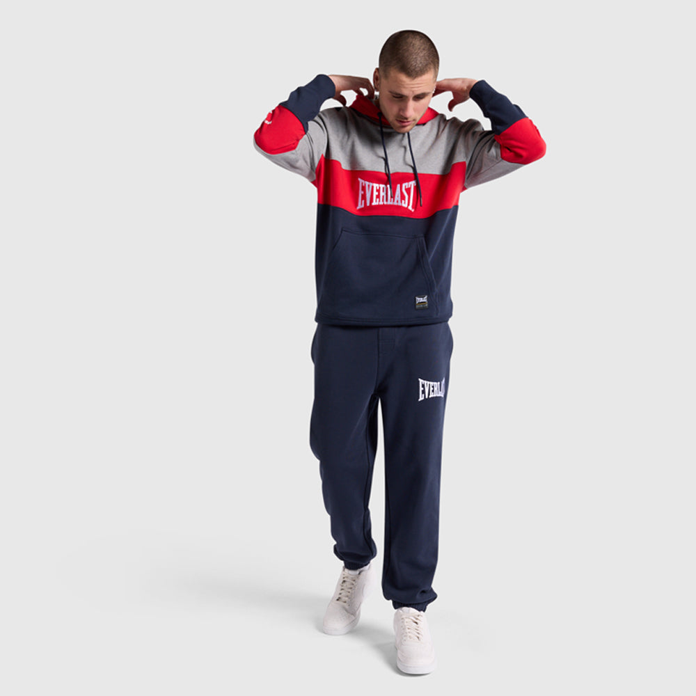 Terry Panel Hoodie - Navy/Red/Grey