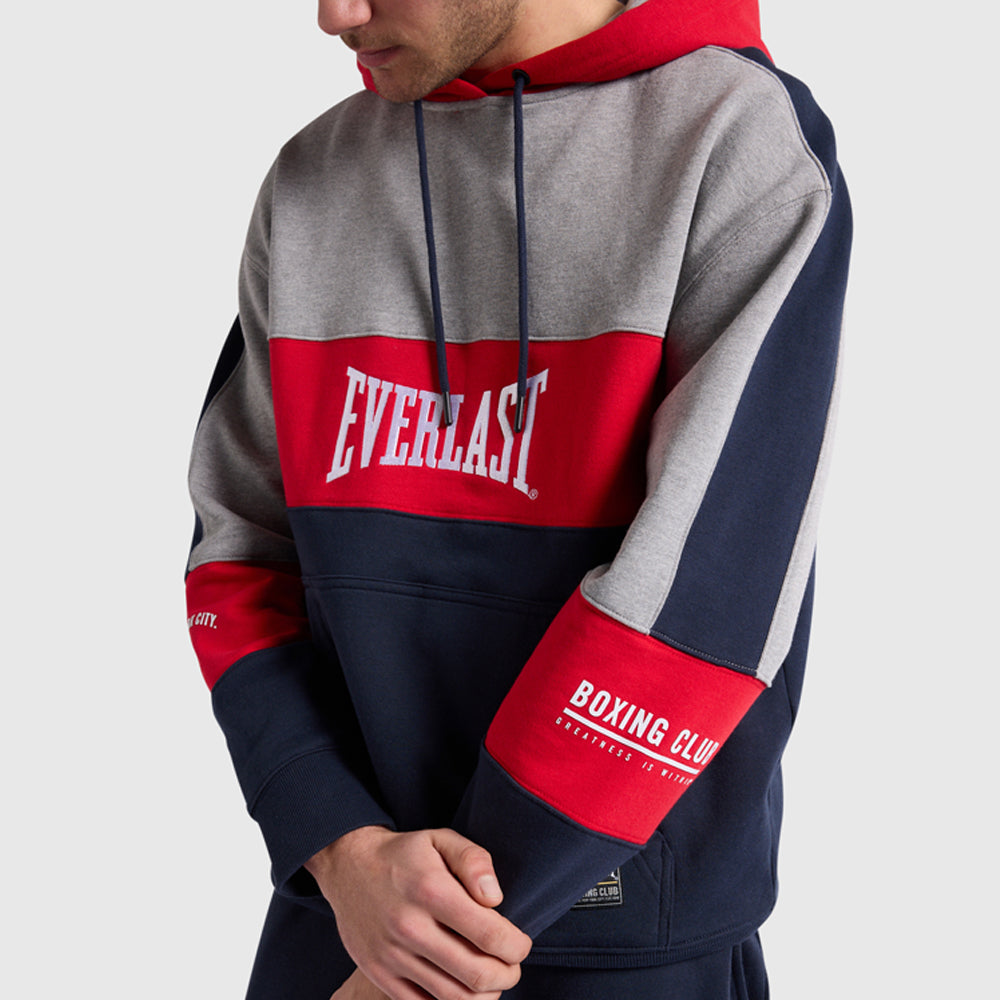 Terry Panel Hoodie - Navy/Red/Grey