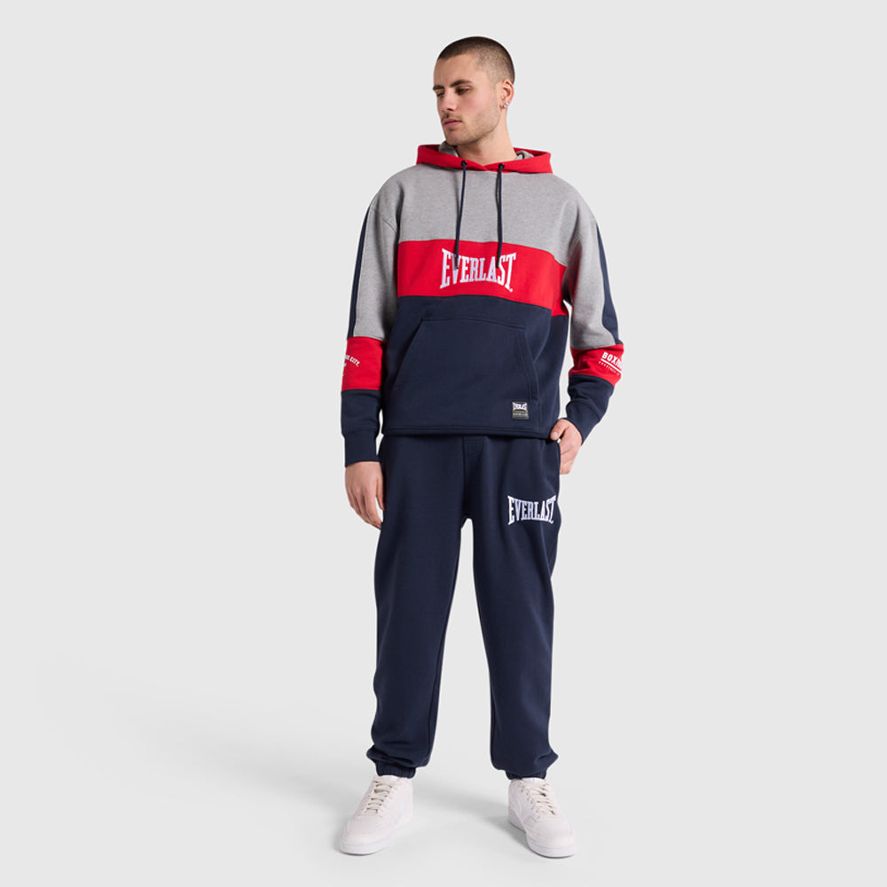 Terry Panel Hoodie - Navy/Red/Grey