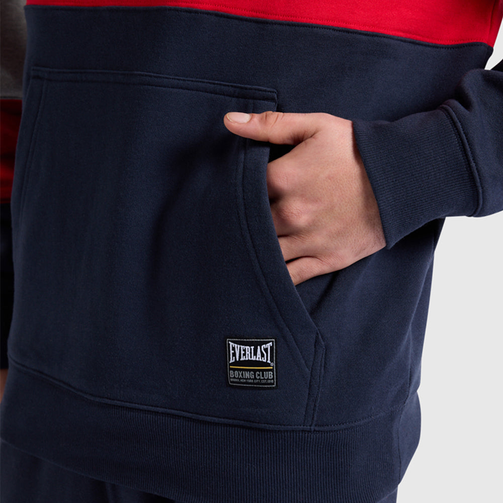 Terry Panel Hoodie - Navy/Red/Grey