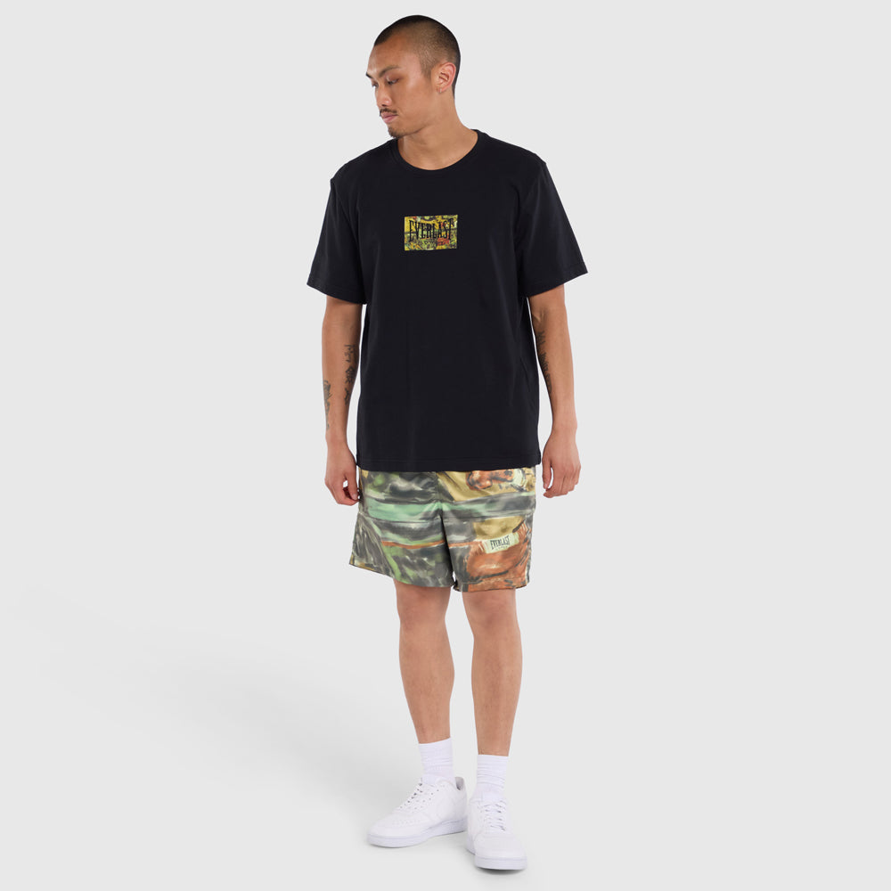 Coney Island Watercolour Short Sleeve Graphic Tee - Black