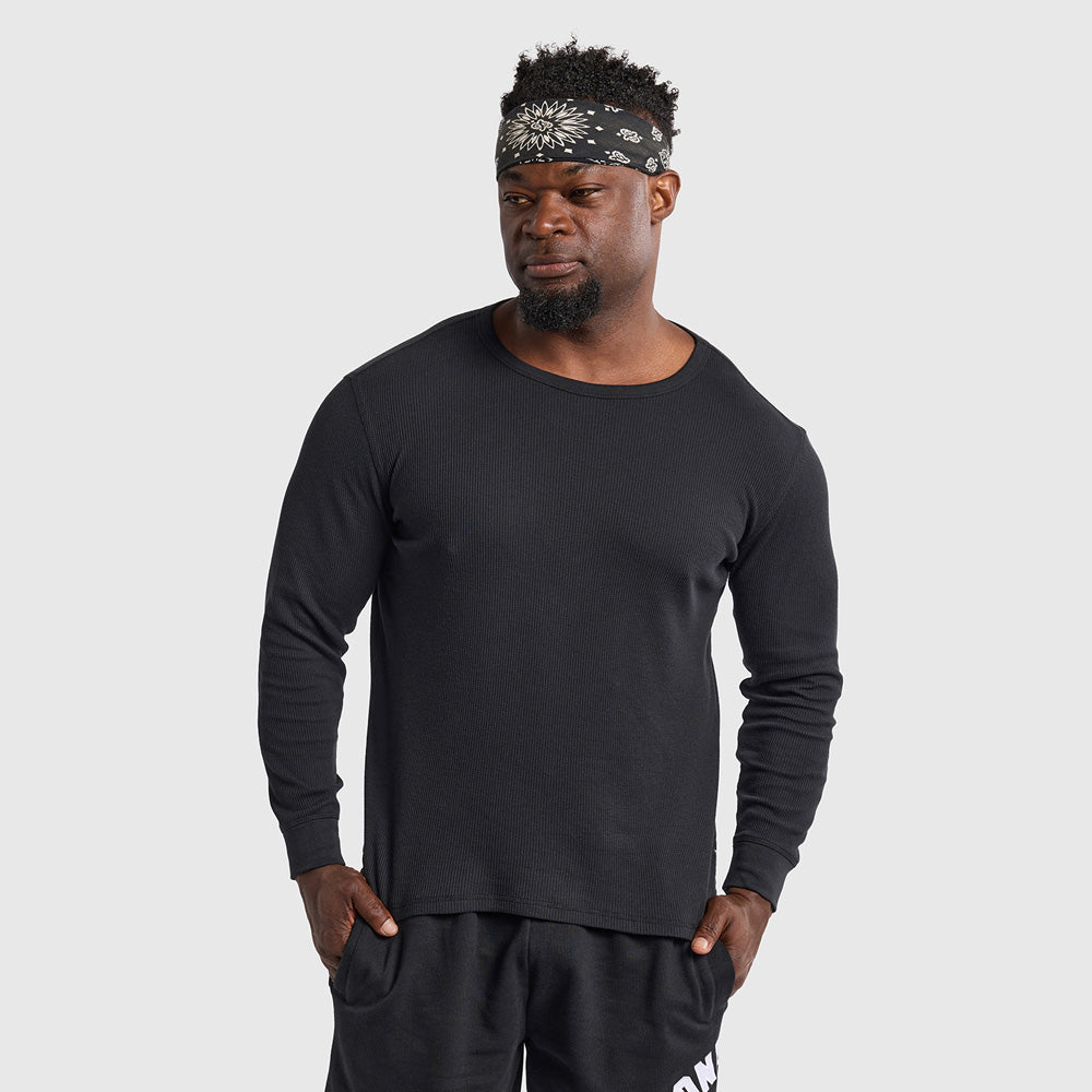 Lifters Fitted Long Sleeve Waffle Tee - Black