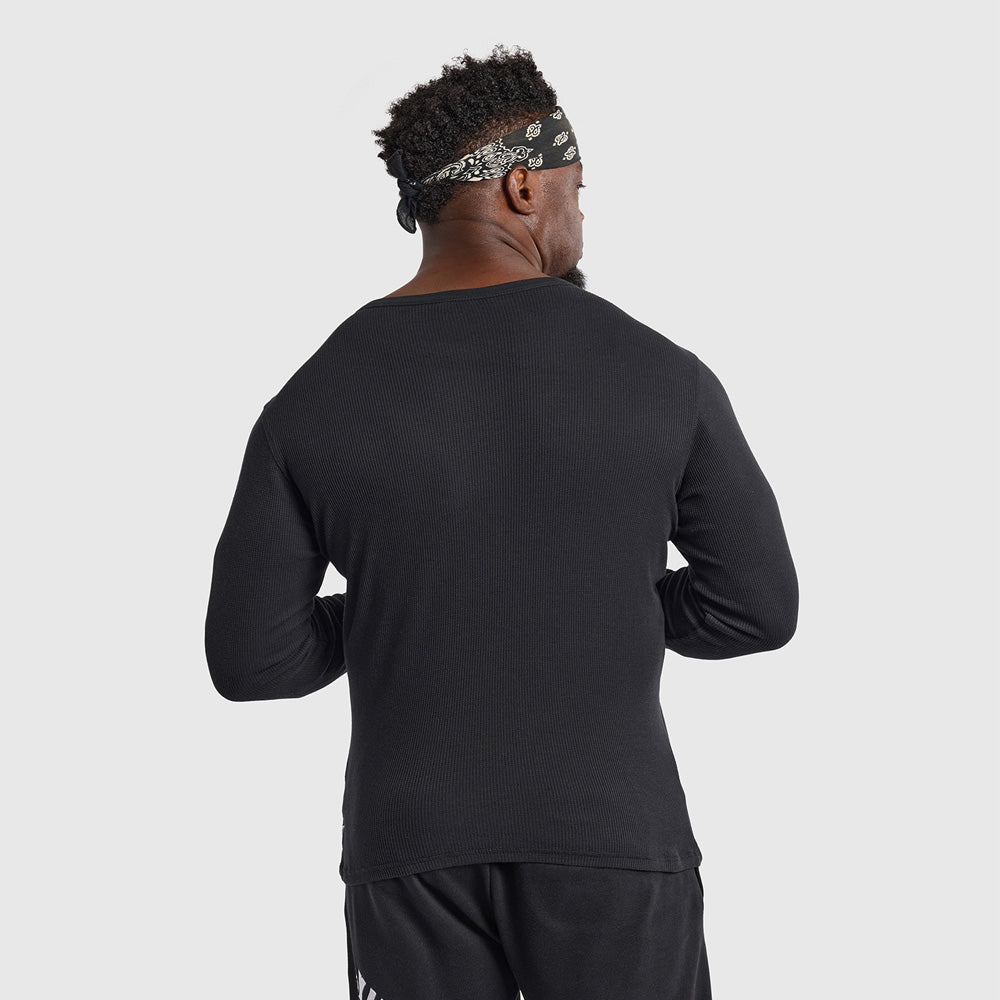 Lifters Fitted Long Sleeve Waffle Tee - Black