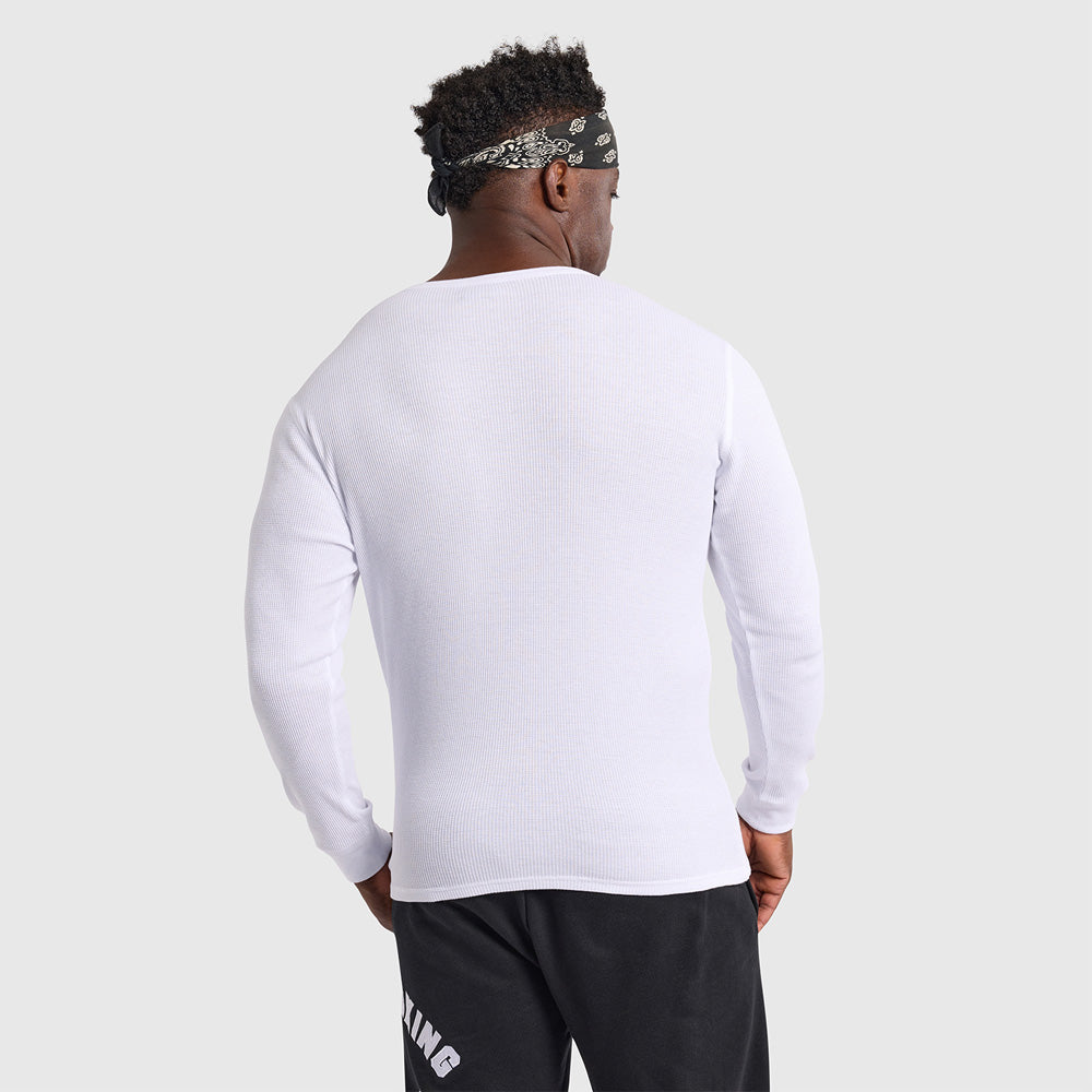 Lifters Fitted Long Sleeve Waffle Tee - White